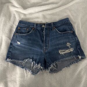Levi's Blue Distressed Jean Shorts